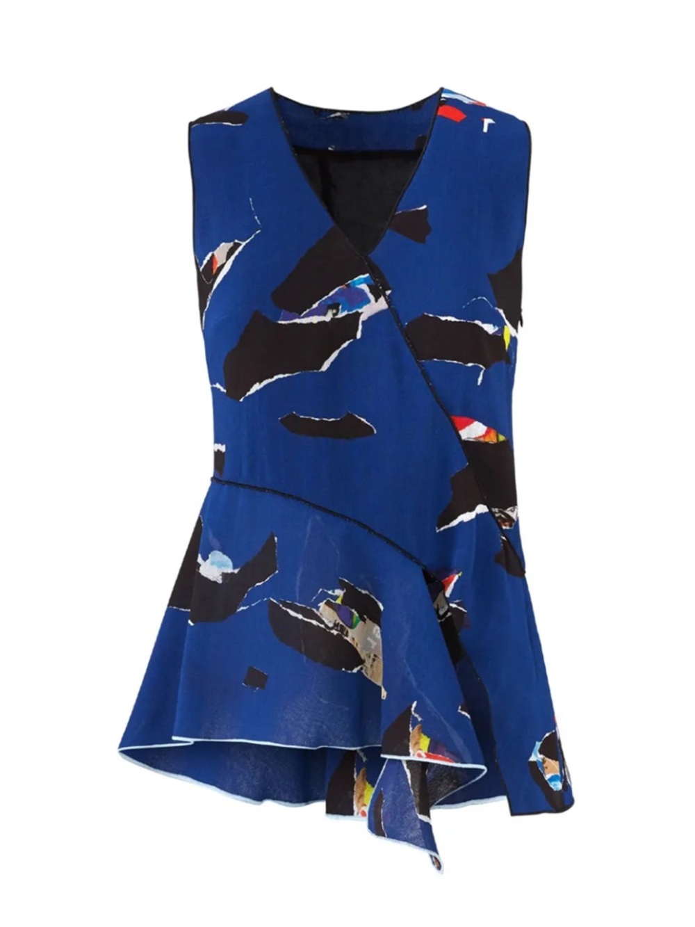 Proenza Schouler Indigo Abstract Asymmetrical Top